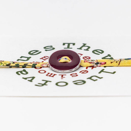 Silk bracelet Coin Button burgundy