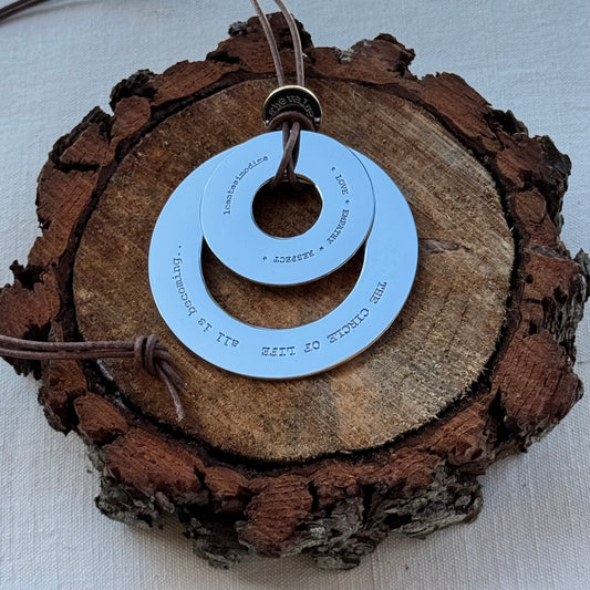 Necklace Pendant Circle S Shiny Silver Color