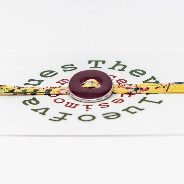 Silk bracelet Coin Button burgundy