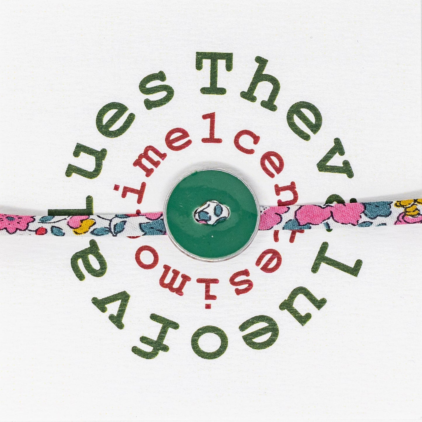 Silk bracelet Coin Green Button