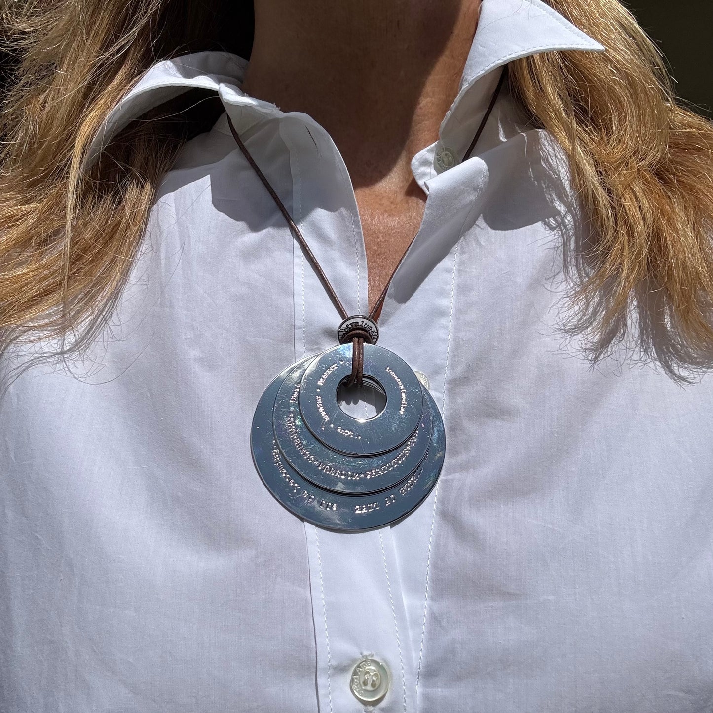 Collana Ciondolo Cerchio M Colore Argento Lucido