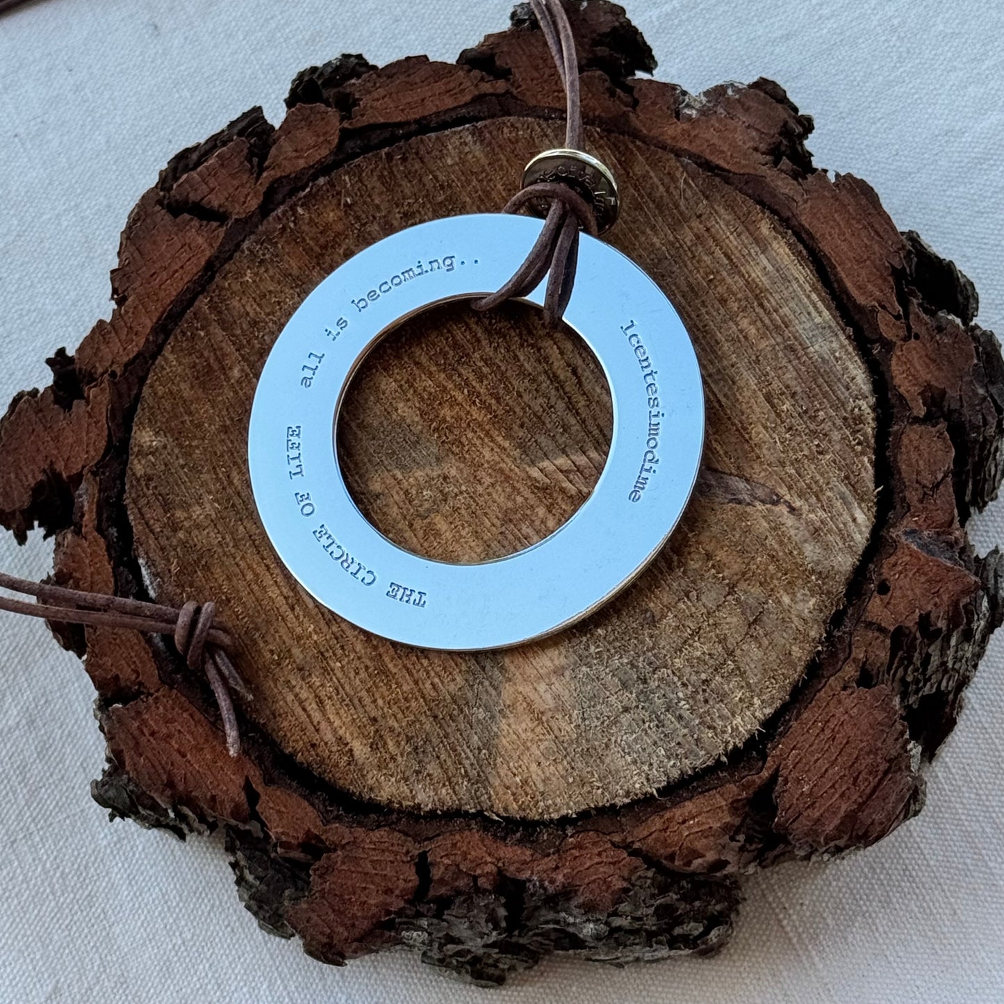 Necklace Pendant L Circle Polished Silver Color