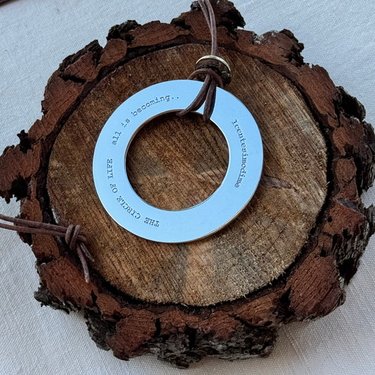 Necklace Pendant L Circle Polished Silver Color