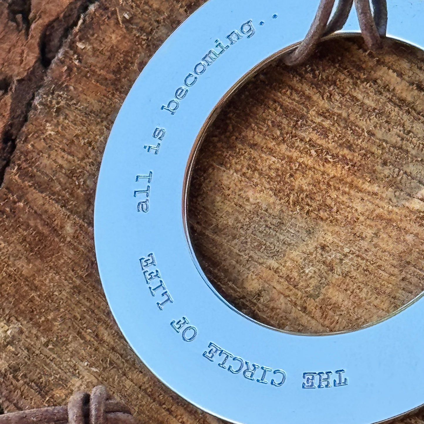 Necklace Pendant L Circle Polished Silver Color