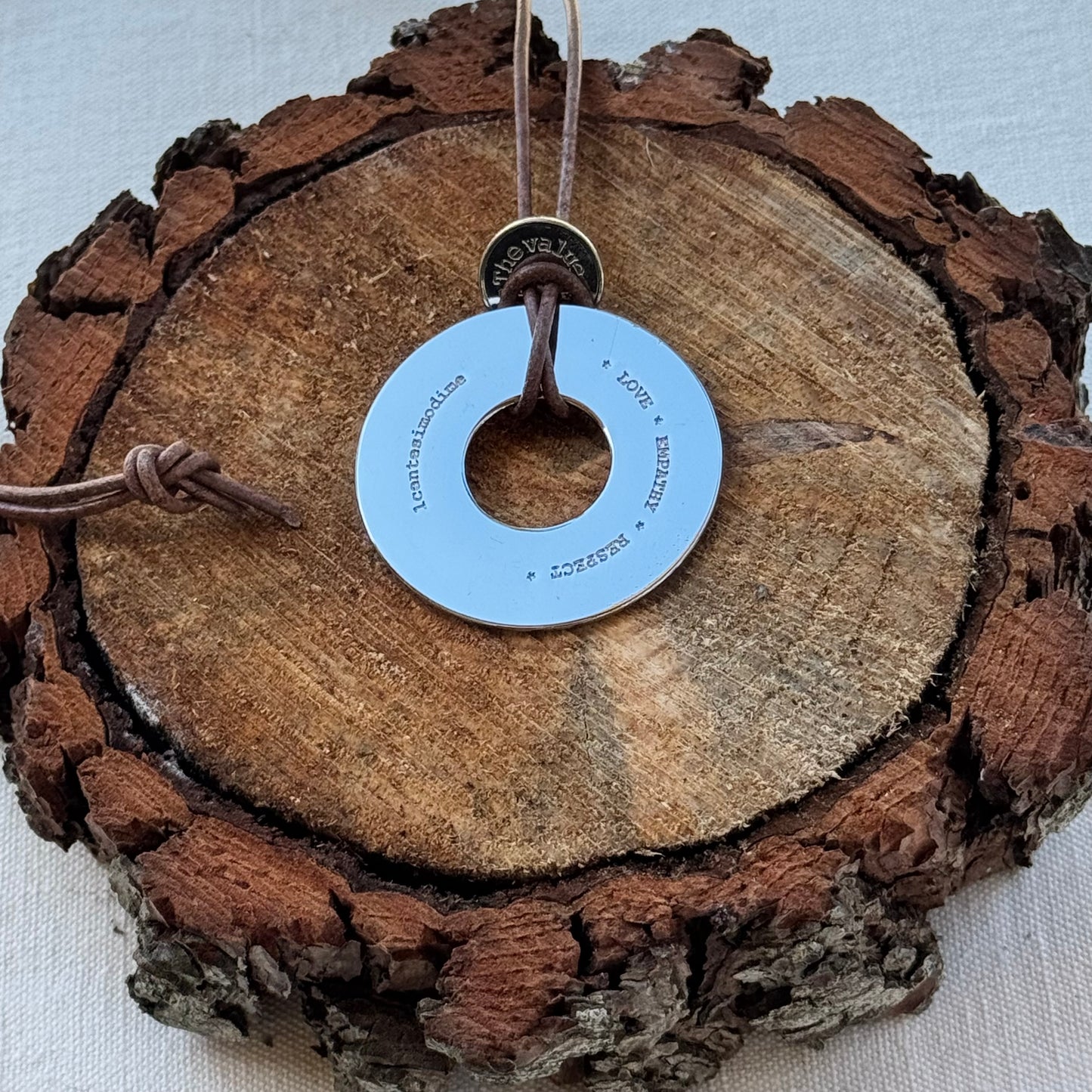 Necklace Pendant Circle S Shiny Silver Color