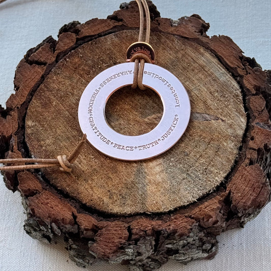 Rose Gold M Circle Pendant Necklace