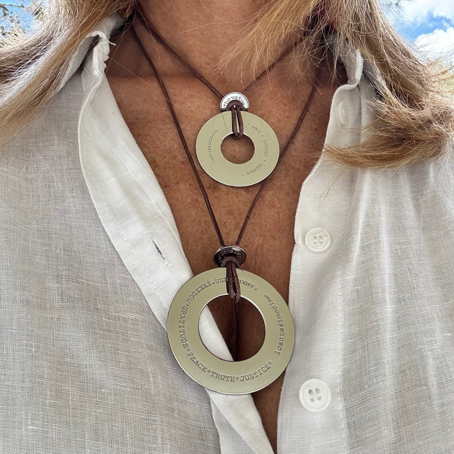 Collana Ciondolo Cerchio M Colore Argento Lucido